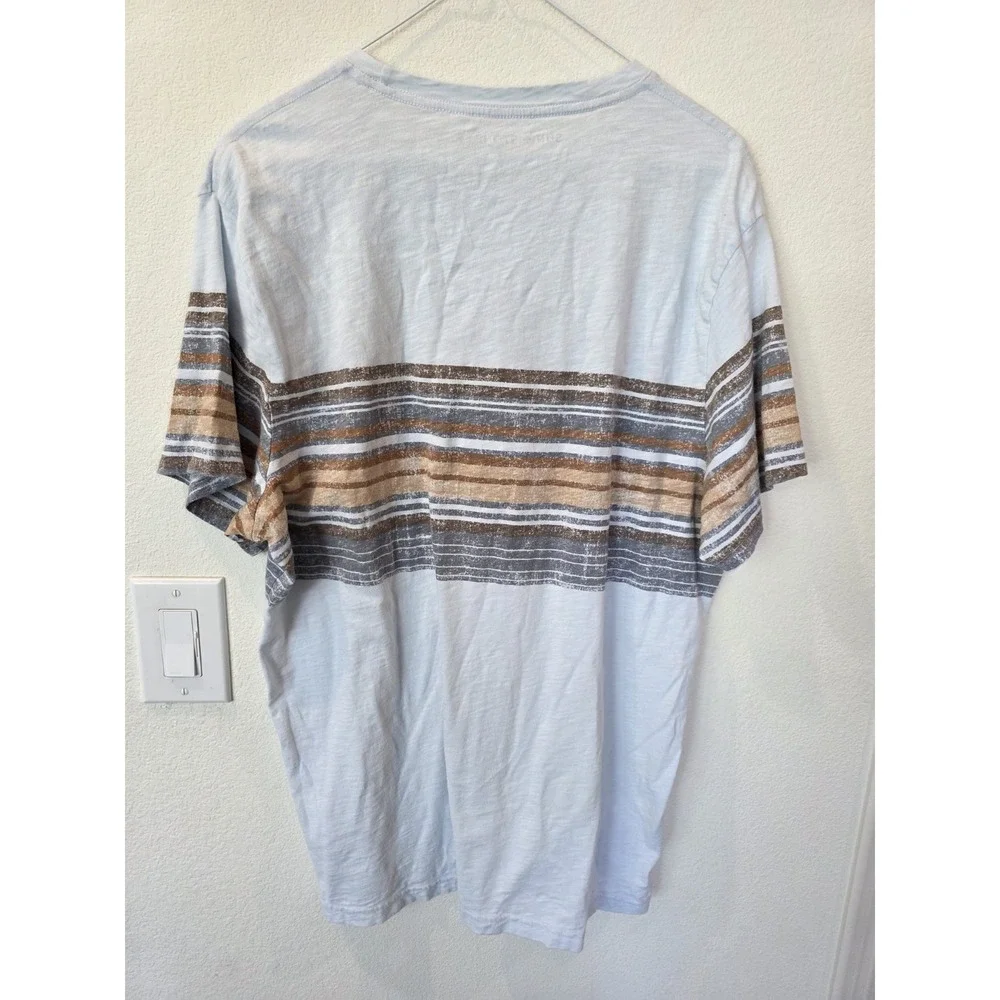 Sun And Stone‎ Mens Rugged Stripe T Shirt Sz XL Gray Brown Surfercore Casual